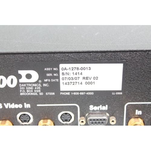 Daktronics VLink 4000 0A-1278-0013 Video Processor Label